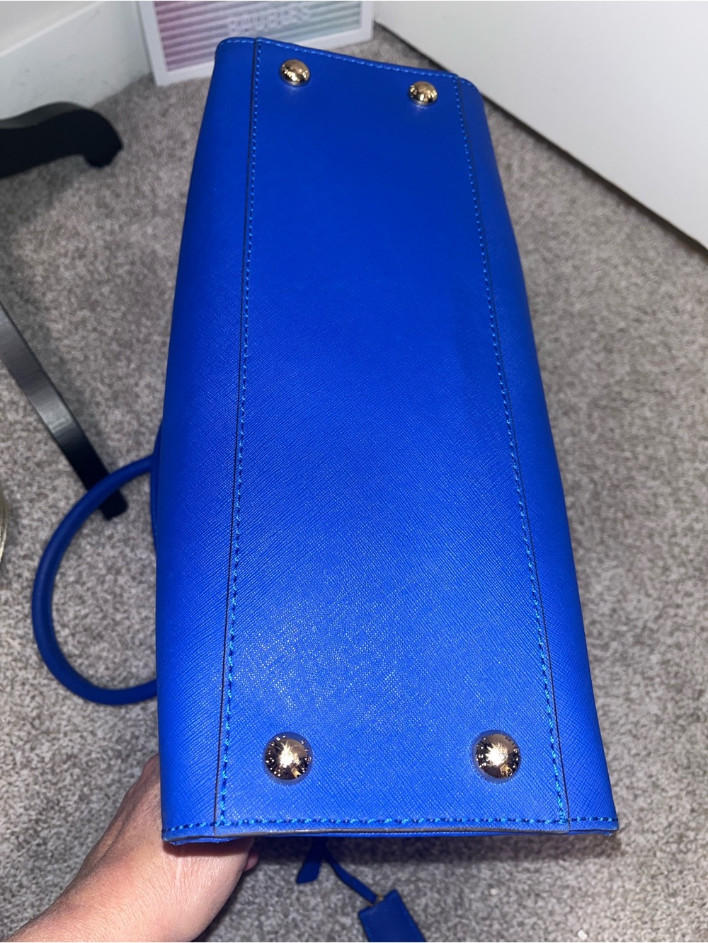 Michael Kors Electric Blue Leather Saffiano Tote with Gold Hardware - Picture 5 of 9